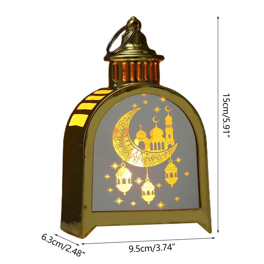 Lanterne de Ramadan Dorée LED Design Traditionnel avec Silhouette – فانوس مضيء لشهر رمضان - Décoration - صورة 4