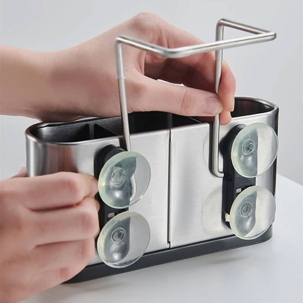 Organiseur d’évier de cuisine porte-éponge en acier inoxydable – منظم أغراض حوض الغسيل - Cuisine - صورة 3