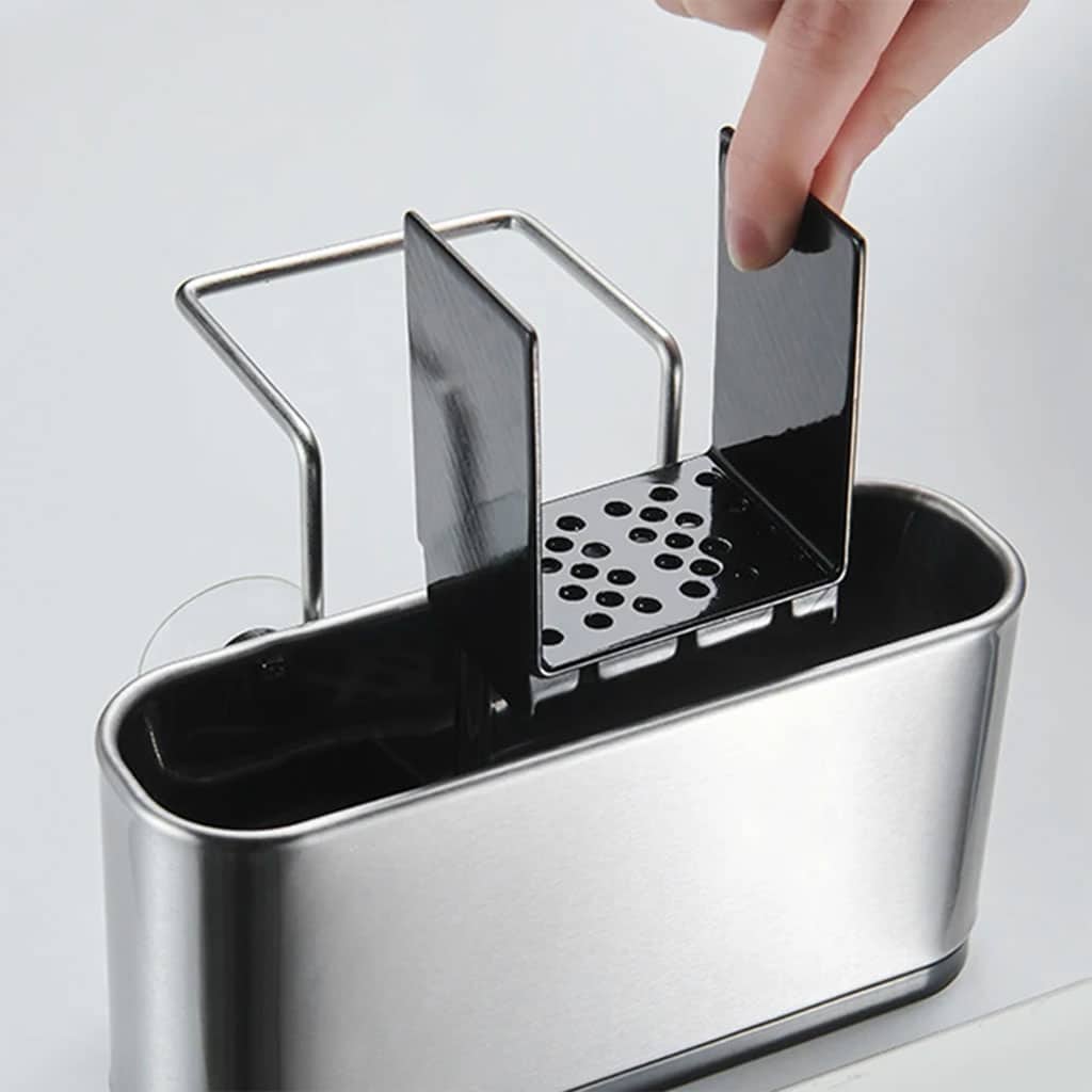 Organiseur d’évier de cuisine porte-éponge en acier inoxydable – منظم أغراض حوض الغسيل - Cuisine - صورة 6