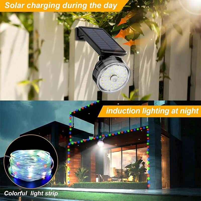 Lampe murale solaire avec détecteur de mouvement et guirlande lumineuse – مصباح خارجي بالطاقة الشمسية - Électronique - صورة 2