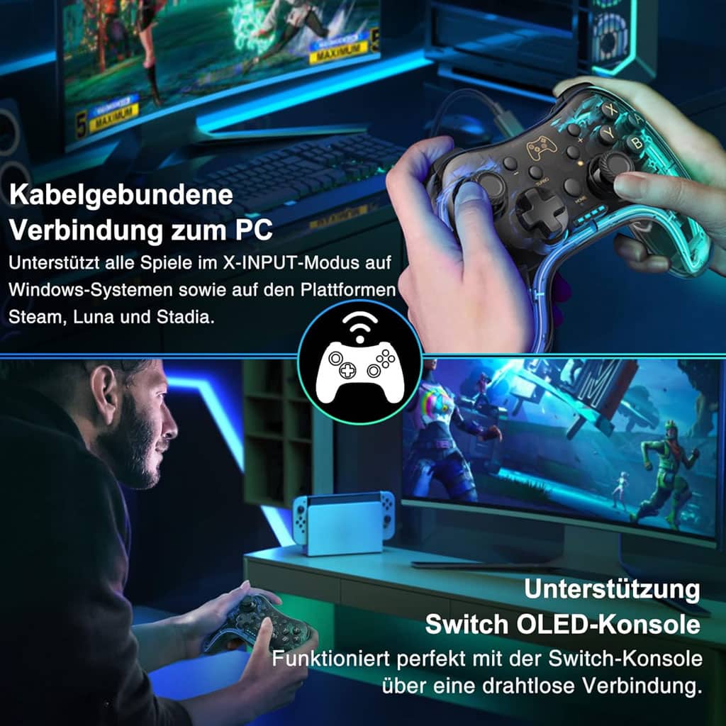 Manette de Jeu Filaire avec Éclairage Néon RGB PG-002W - Jouet & Gaming - صورة 3