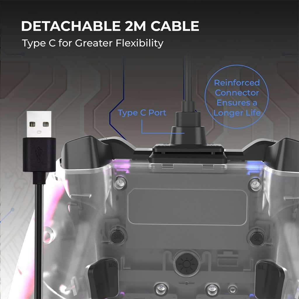 Manette de Jeu Filaire avec Éclairage Néon RGB PG-003 - يد تحكم بأضواء ملونة - Jouet & Gaming - صورة 5