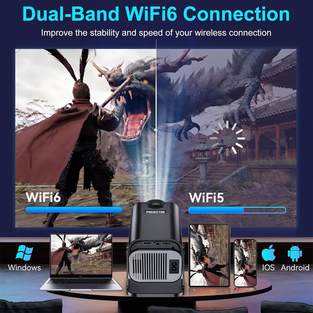 Projecteur portable Full HD HY320 Android 11 WiFi6 et Bluetooth 5.0 - جهاز عرض ذكي - Électronique - صورة 5