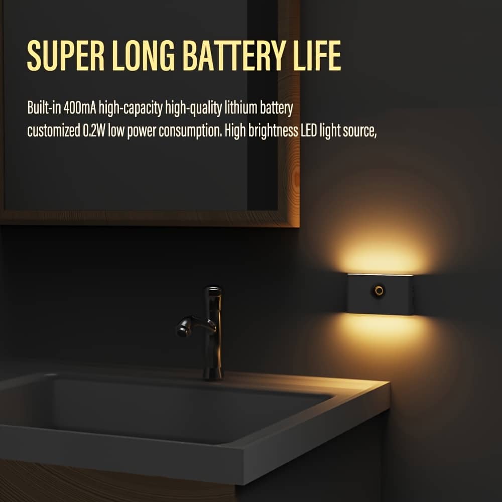 Smart Applique murale LED intelligente à détecteur de mouvement rechargeable 2Pcs - طقم مصباحين لإضاءة الممرات - Maison - صورة 9