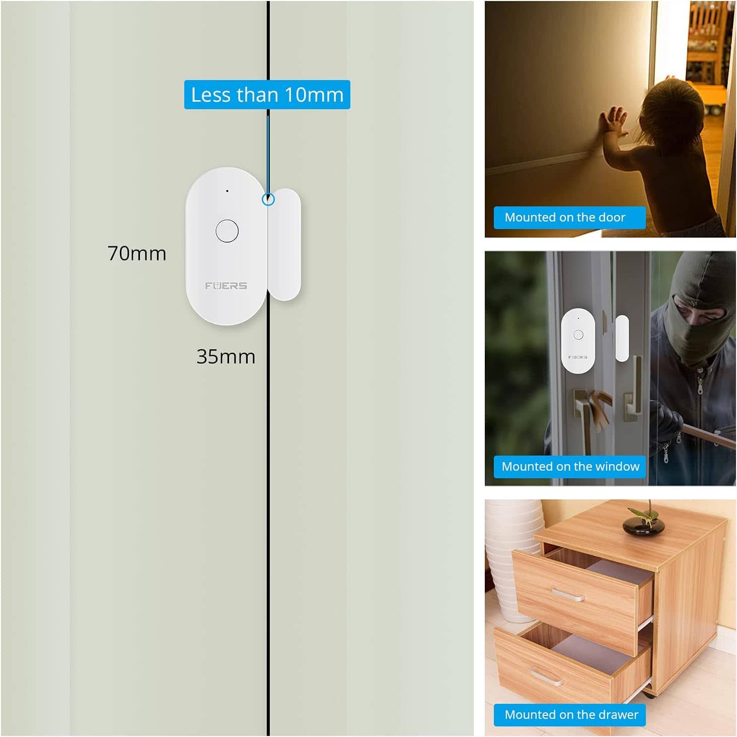 Détecteur de porte et fenêtre WiFi avec alarme capteur magnétique - مستشعر الأبواب والنوافذ الذكي - Électronique - صورة 2