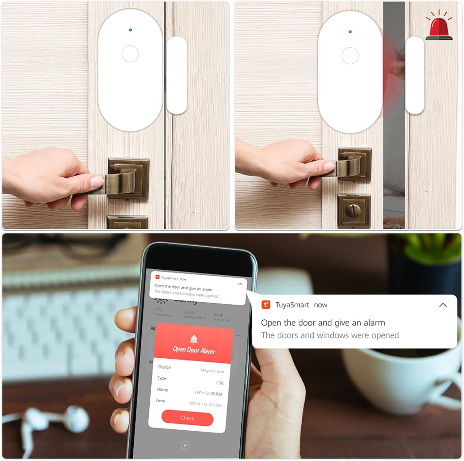 Détecteur de porte et fenêtre WiFi avec alarme capteur magnétique - مستشعر الأبواب والنوافذ الذكي - Électronique - صورة 5