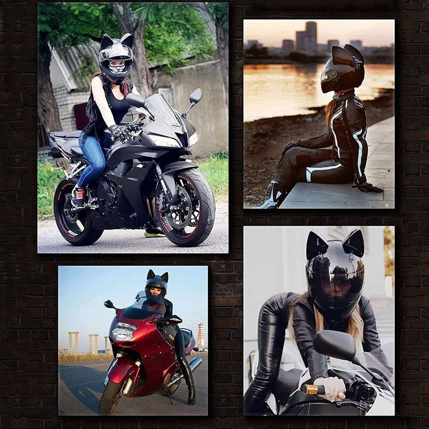 Casque de moto pour femme et fille avec oreilles de chat - خوذة احترافية للنساء - Accessoires Auto/Moto - صورة 6