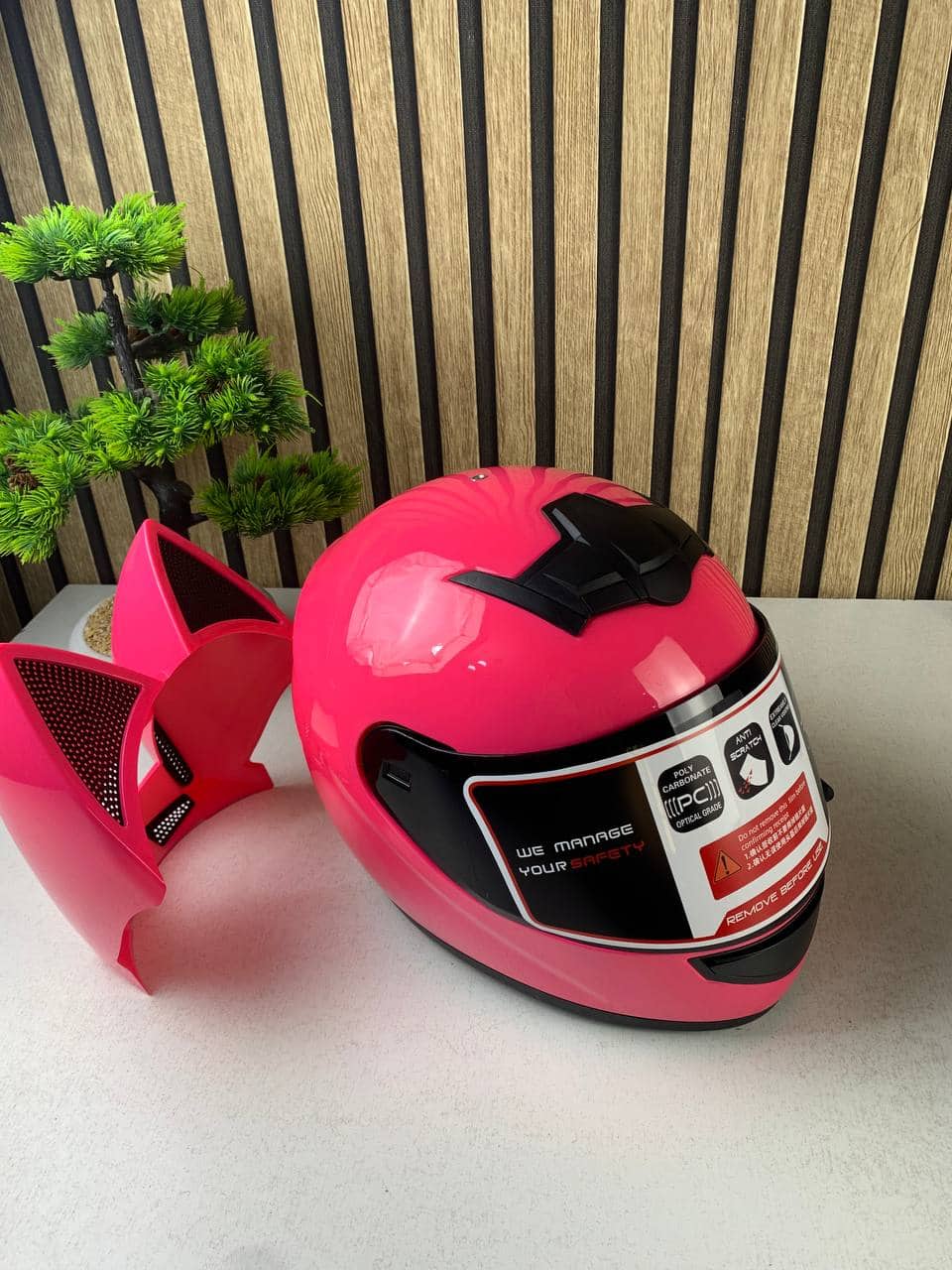 Casque de moto pour femme et fille avec oreilles de chat - خوذة احترافية للنساء - Accessoires Auto/Moto - صورة 8