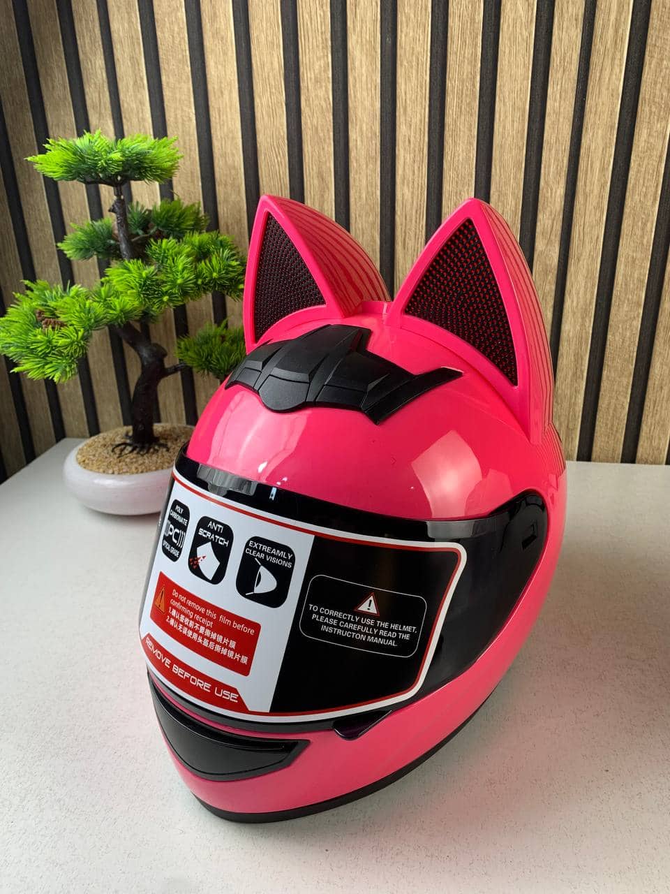 Casque de moto pour femme et fille avec oreilles de chat - خوذة احترافية للنساء - Accessoires Auto/Moto - صورة 9