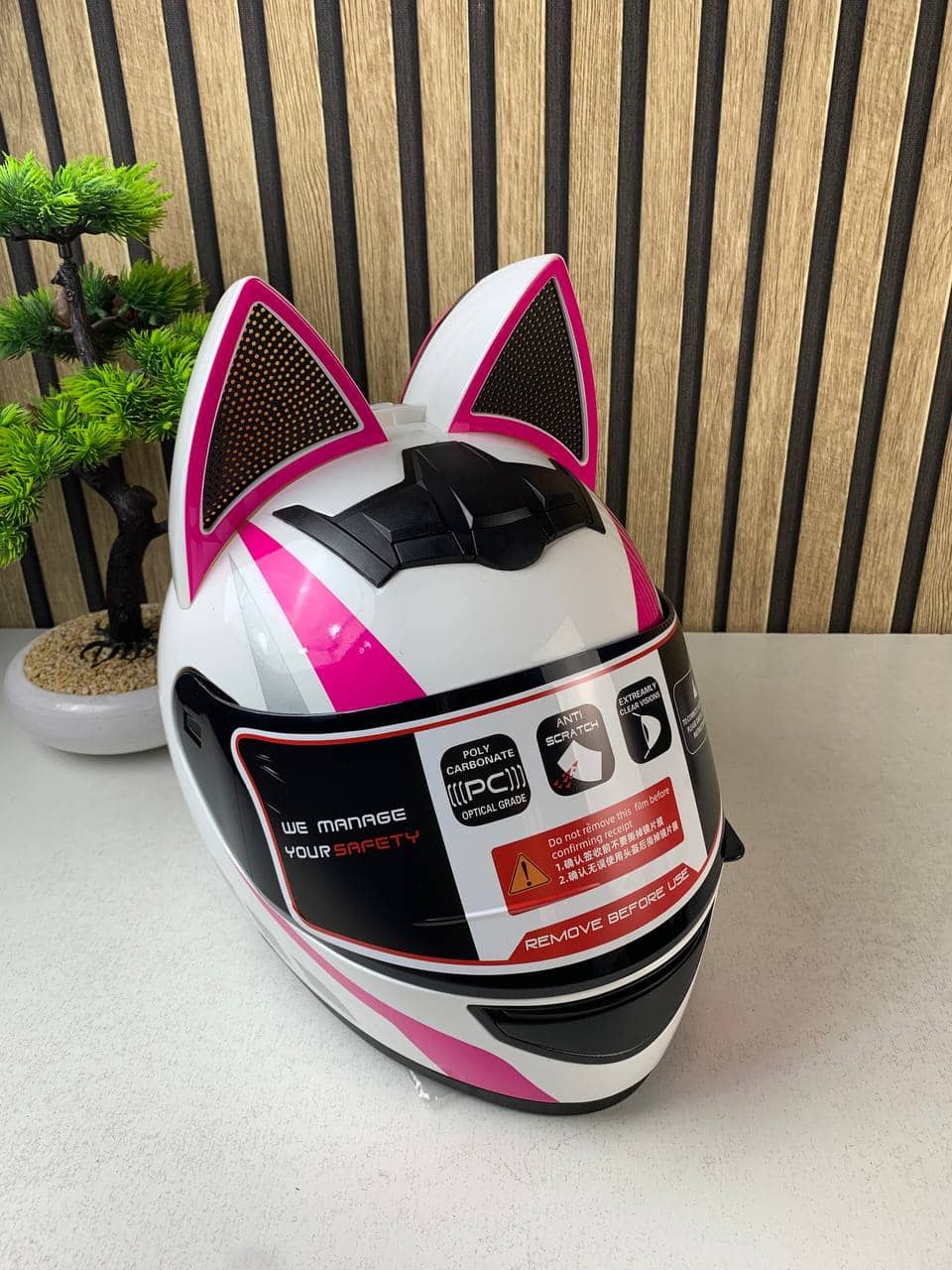 Casque de moto pour femme et fille avec oreilles de chat - خوذة احترافية للنساء - Accessoires Auto/Moto - صورة 18