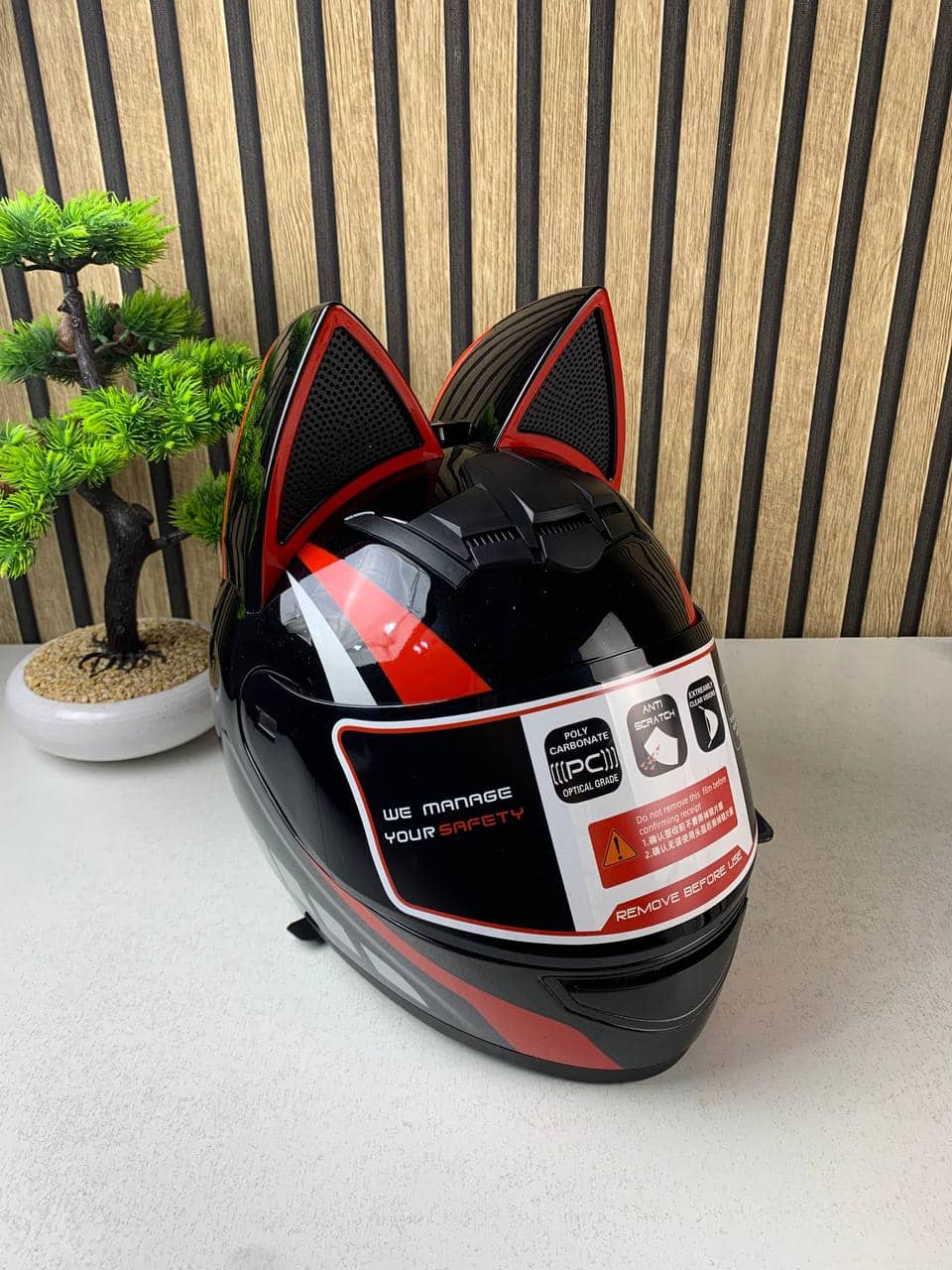 Casque de moto pour femme et fille avec oreilles de chat - خوذة احترافية للنساء - Accessoires Auto/Moto - صورة 16