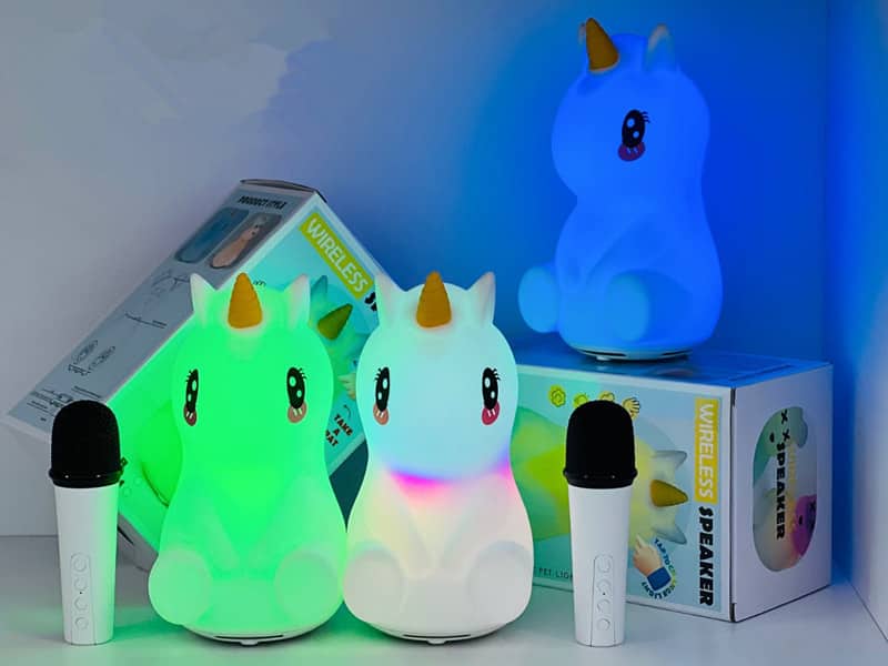 Haut-parleur sans fil de dessin animé licorne avec microphone karaoké LS-10BM - مكبر صوت مع ميكروفون لاسلكي مدمج - Jouet & Gaming - صورة 3