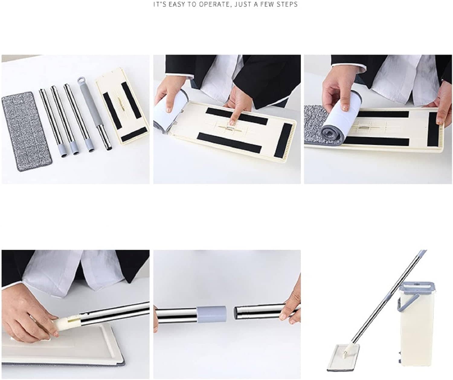 Balai-serpillère plat avec seau à deux compartiments et lingettes en microfibre - ممسحة مايكروفيبر مع دلو بغرفتين للفصل بين الماء النظيف - Maison - صورة 12