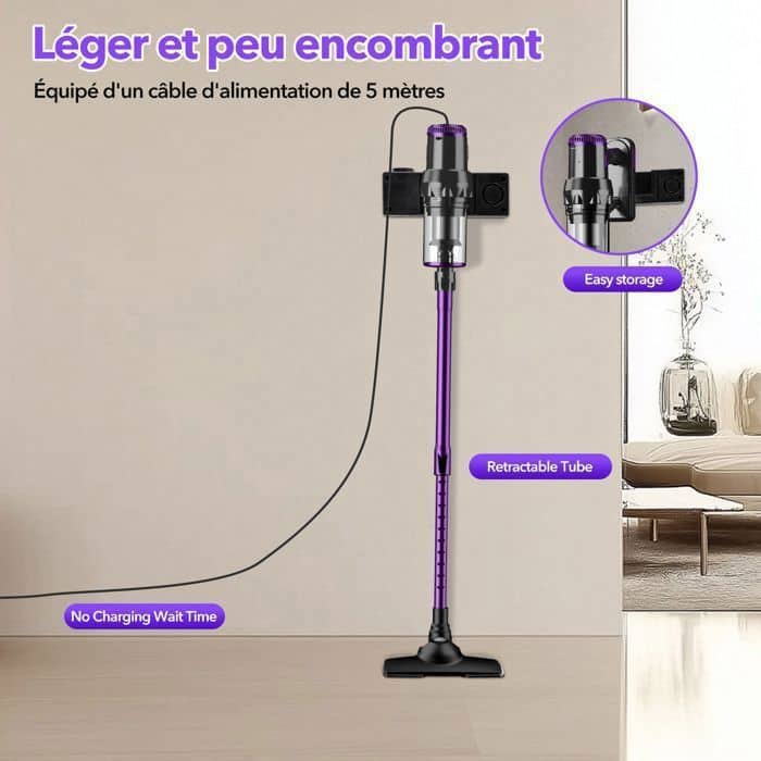 Multismart Aspirateur Balai Filaire Sans Sac 500W 5 en 1 avec Aspirateur à Main - 18KPa - مكنسة كهربائية يدوية - Maison - صورة 5