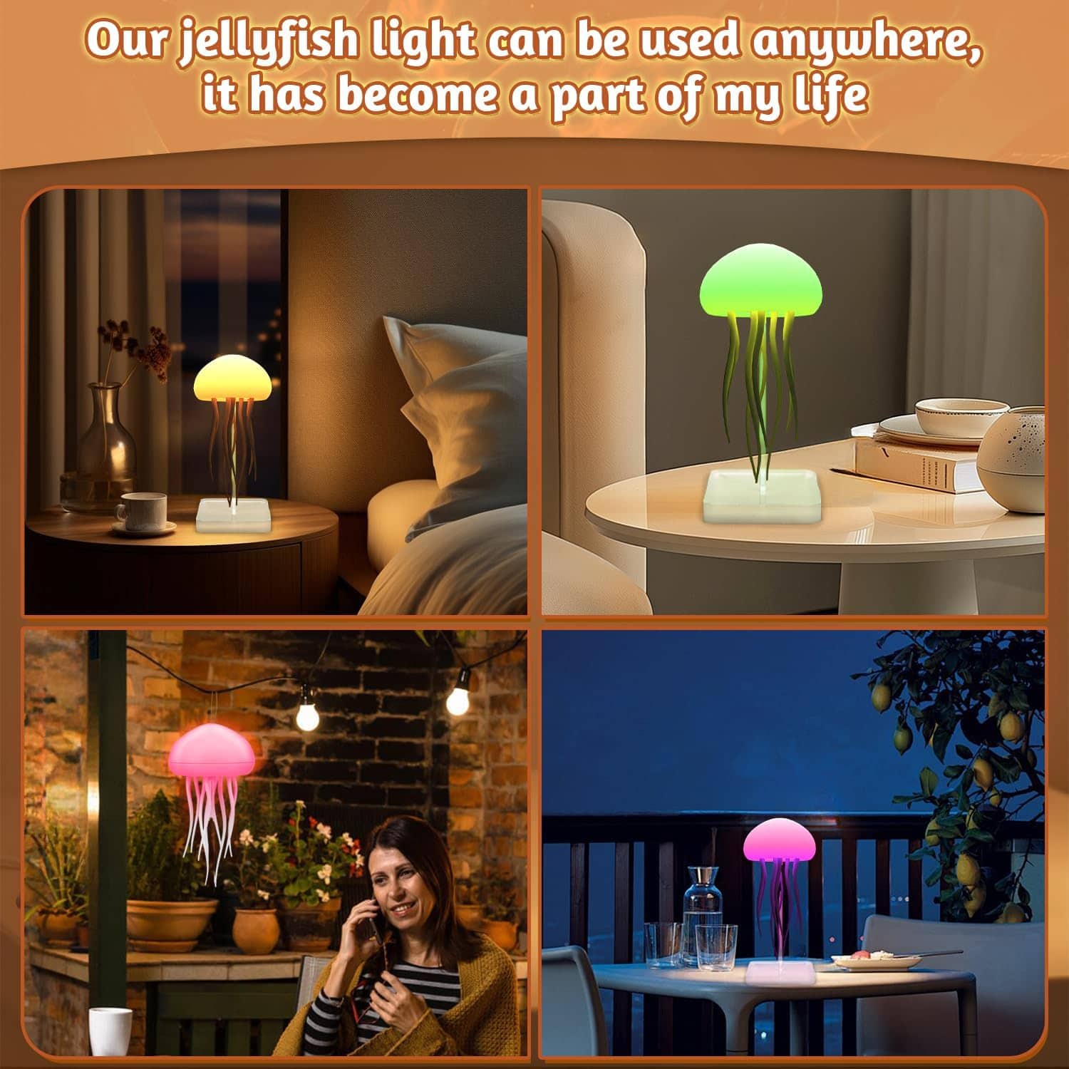 Lampe de chevet méduse à dégradé RGB avec tentacules animés - مصباح قنديل البحر - Décoration - صورة 6