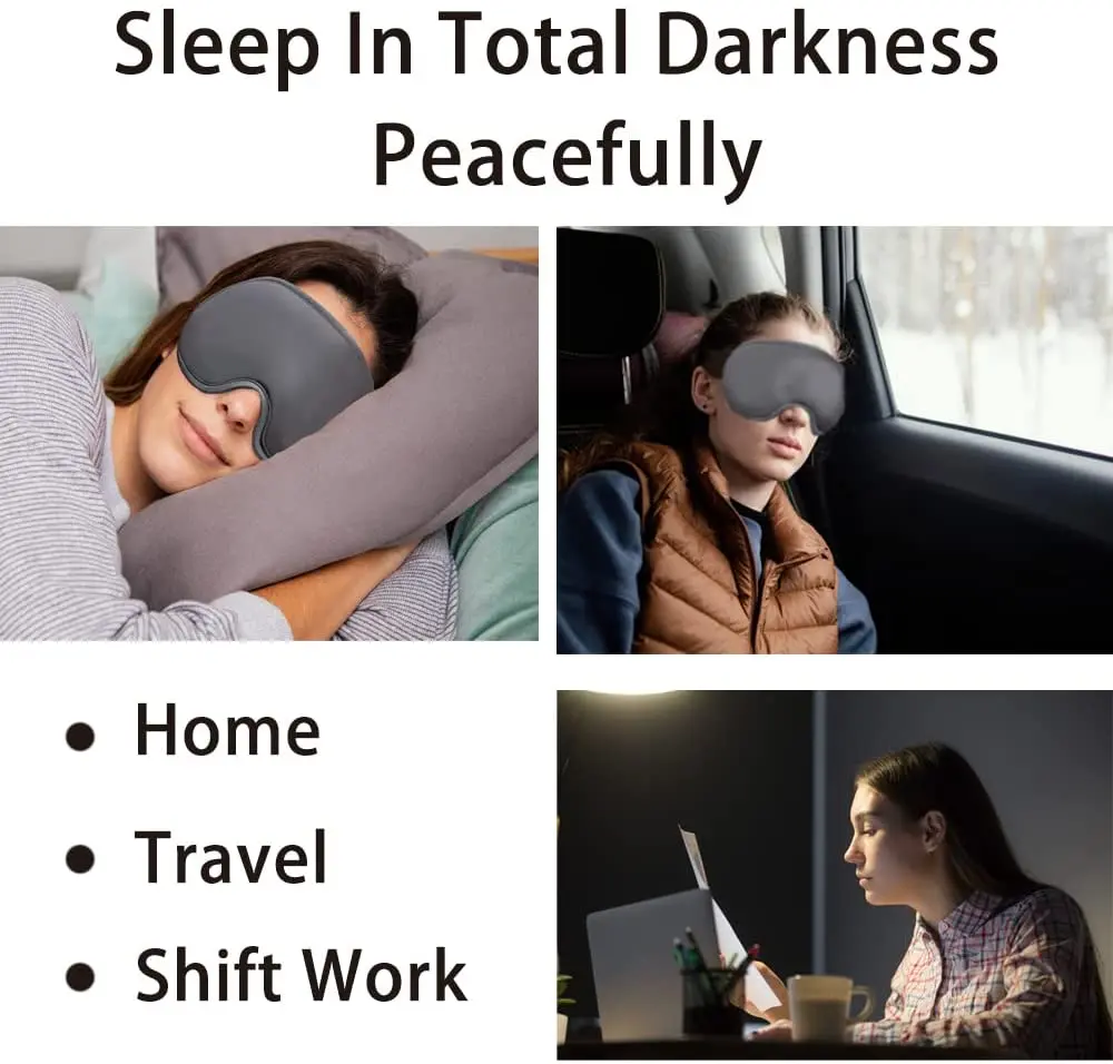 Masque de sommeil 3D ergonomique et profond amélioré avec sangle ajustable - قناع نوم مريح - Camping et Randonnée - صورة 6
