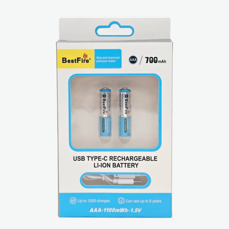 Pile rechargeable USB type C AAA 700mWh en lithium BestFire - بطارية ليثيوم قابلة لإعادة الشحن - Électronique - صورة 5