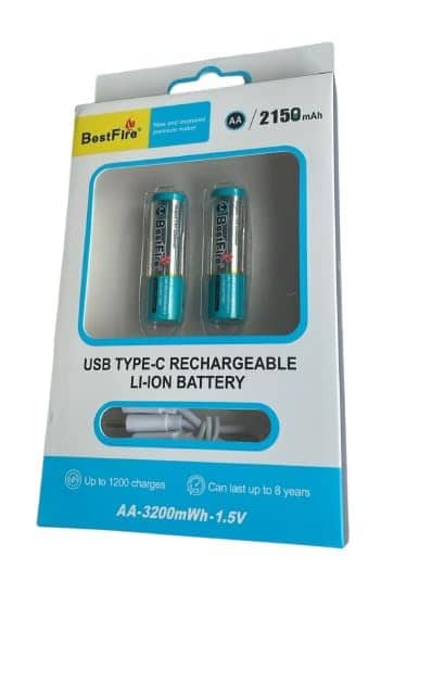 BestFire AA USB Type-C 2150mAh Rechargeable Li-ion Battery - 3200mWh(1.5V) - بطارية ليثيوم قابلة لإعادة الشحن - Électronique - صورة 2