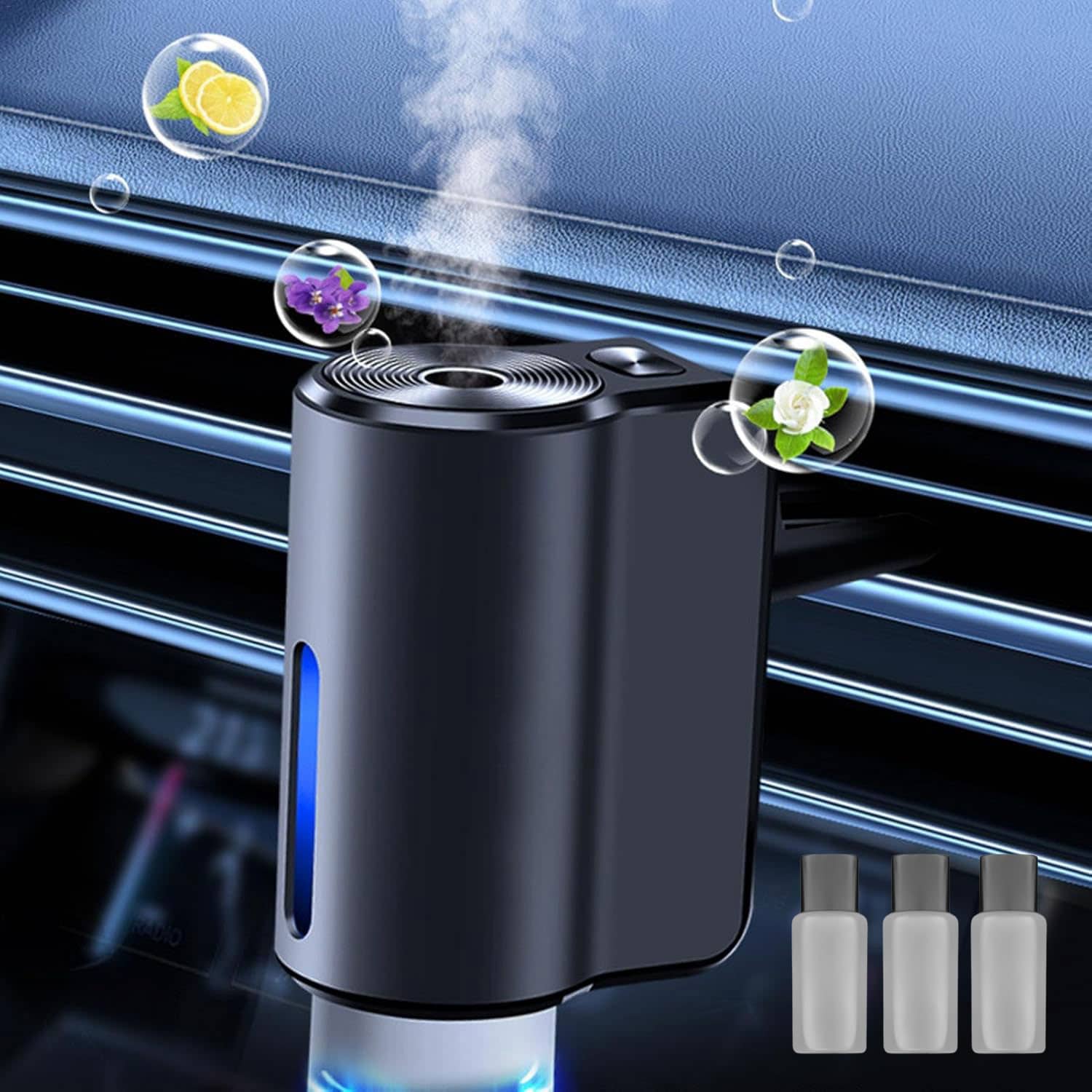 Diffuseur d'huile intelligent à clip sortie de climatisation avec 3 recharge - طقم معطر سيارة