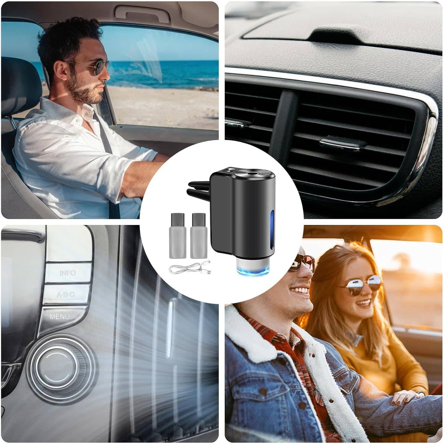 Diffuseur d'huile intelligent à clip sortie de climatisation avec 3 recharge - طقم معطر سيارة - Accessoires Auto/Moto - صورة 3