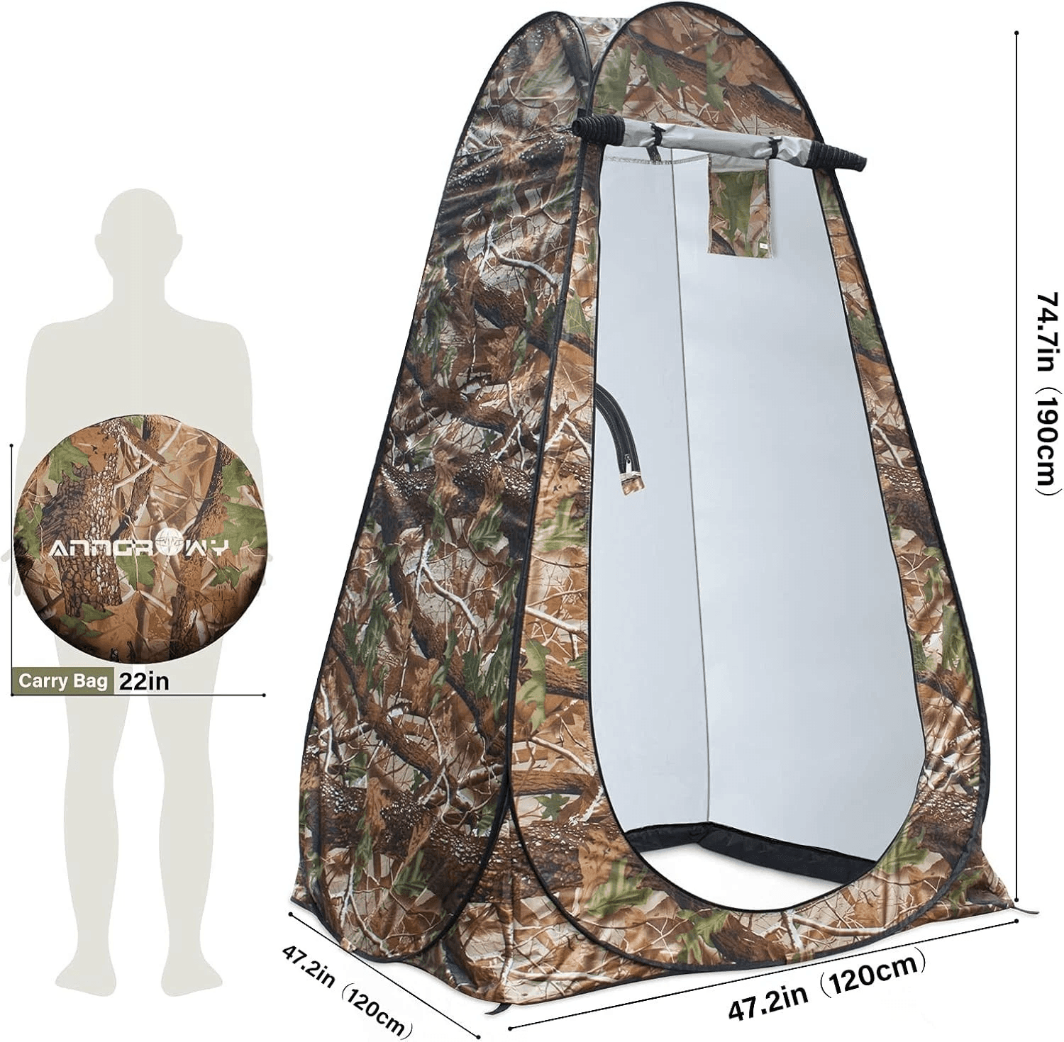 Tente de change pliable protection UPF 50+ et imperméable, 120 x 120 x 190 cm, camouflage - خيمة تغيير الملابس قابلة للطي - Camping et Randonnée - صورة 9