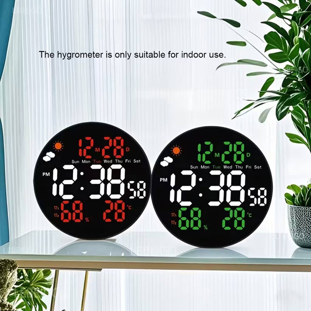 Horloge murale ronde avec télécommande et grand écran LED numérique DS-3853L - ساعة حائط دائرية تعمل بجهاز تحكم عن بعد مزودة بإضاءة رقمية - Électronique - صورة 4