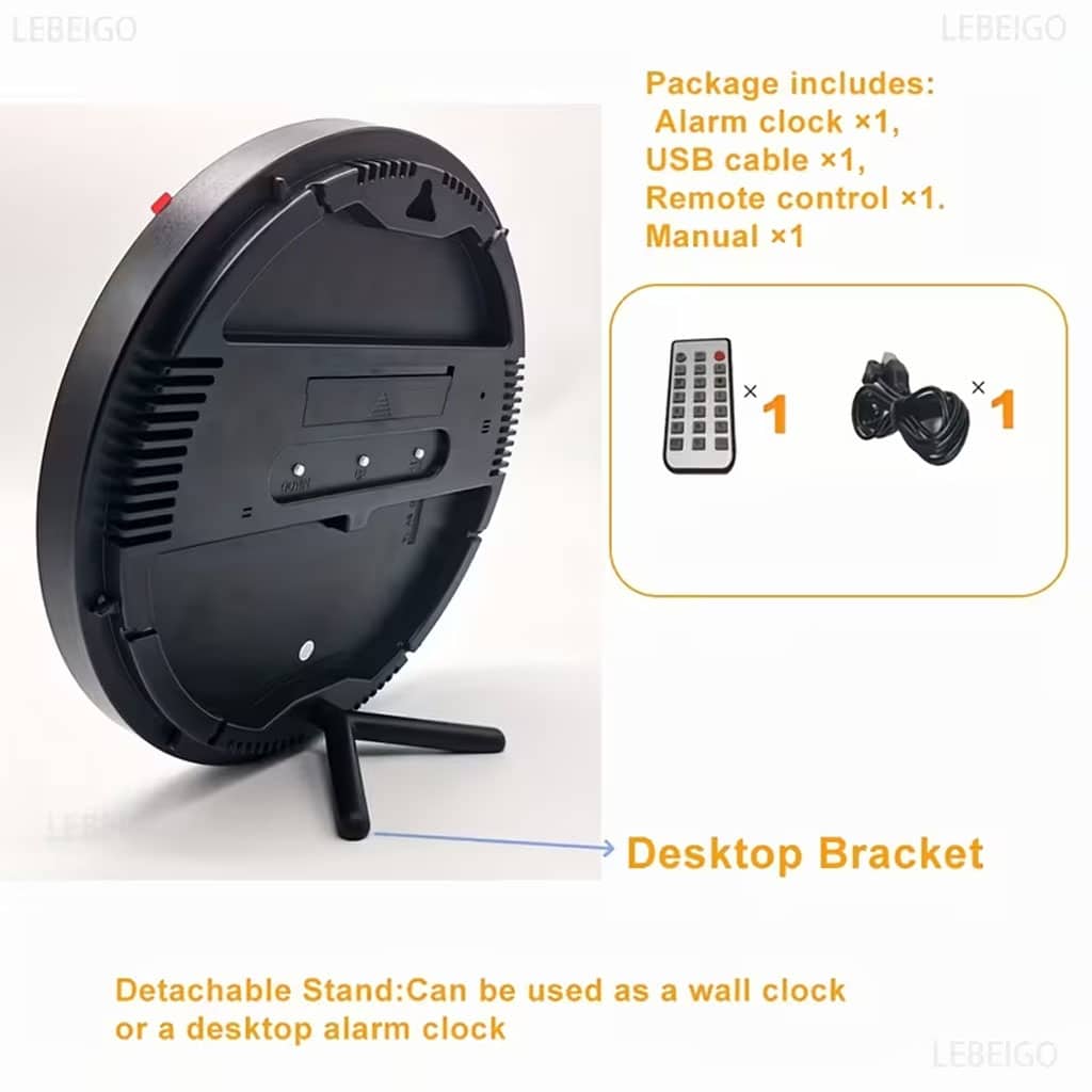 Horloge murale ronde avec télécommande et grand écran LED numérique DS-3853L - ساعة حائط دائرية تعمل بجهاز تحكم عن بعد مزودة بإضاءة رقمية - Électronique - صورة 5