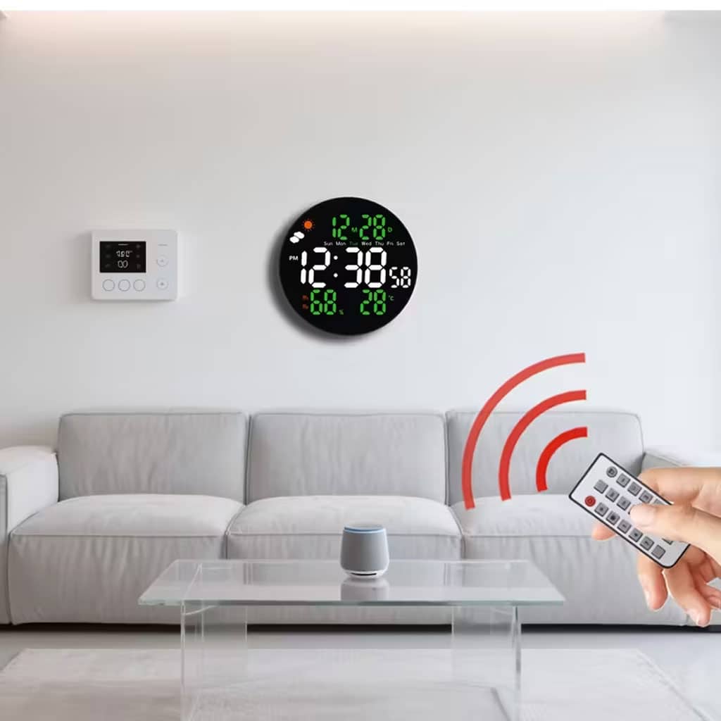 Horloge murale ronde avec télécommande et grand écran LED numérique DS-3853L - ساعة حائط دائرية تعمل بجهاز تحكم عن بعد مزودة بإضاءة رقمية - Électronique - صورة 7