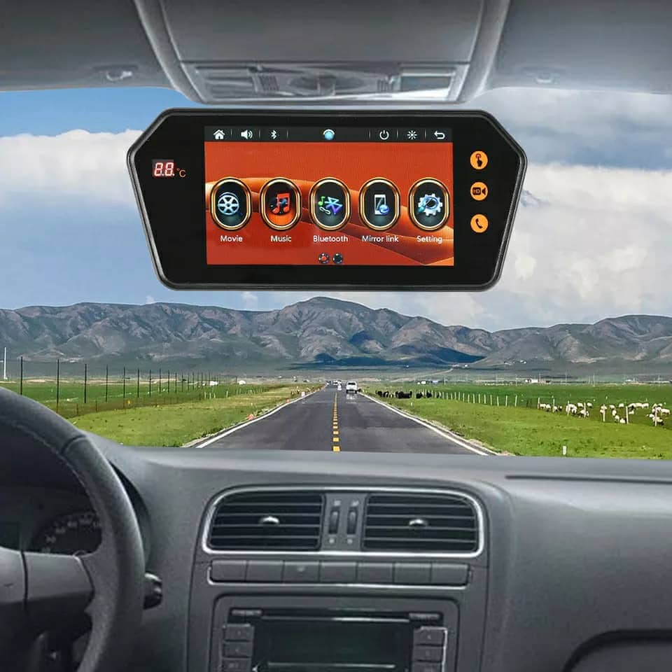 Rétroviseur de voiture écran LCD 7 pouces bluetooth, température - Accessoires Auto/Moto - صورة 2