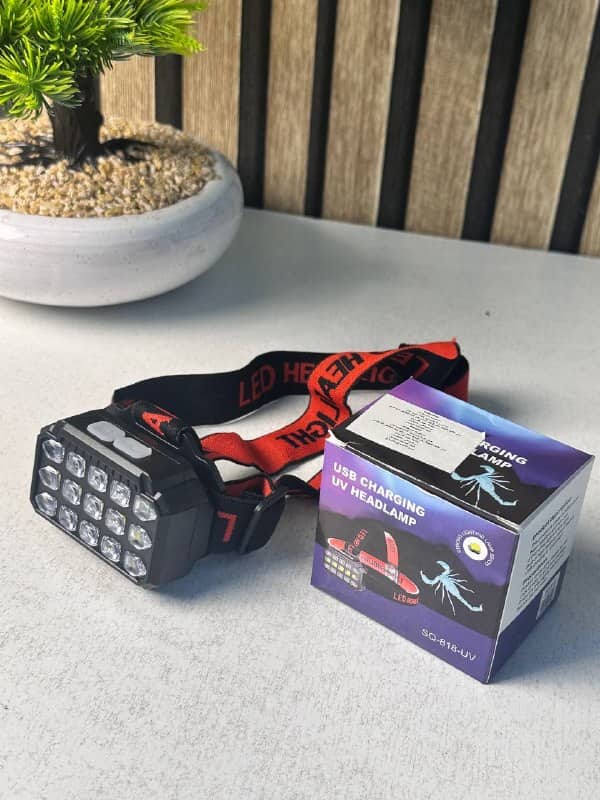 Lampe Frontale LED Rechargeable avec UV SQ-818-UV - مصباح الرأس القابل للشحن بإضاءة مزدوجة - Camping et Randonnée - صورة 10