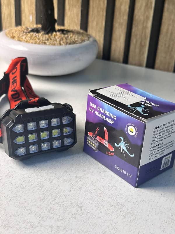 Lampe Frontale LED Rechargeable avec UV SQ-818-UV - مصباح الرأس القابل للشحن بإضاءة مزدوجة - Camping et Randonnée - صورة 11