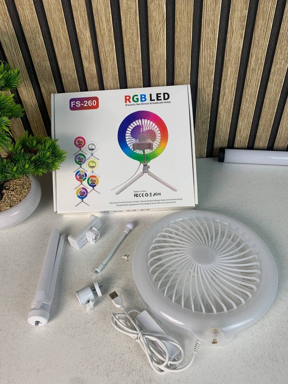 Anneau Lumineux LED RGB et Ventilateur avec Support Flexible - مصباح حلقة للتصوير الاحترافي مع مروحة - صورة 13
