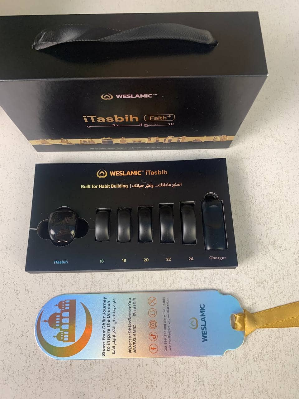 Anneau de Zikr Étanche avec Écran OLED iTasbih Faith+ Black - خاتم التسبيح الذكي المقاوم للماء بـ5 مقاسات - Électronique - صورة 12