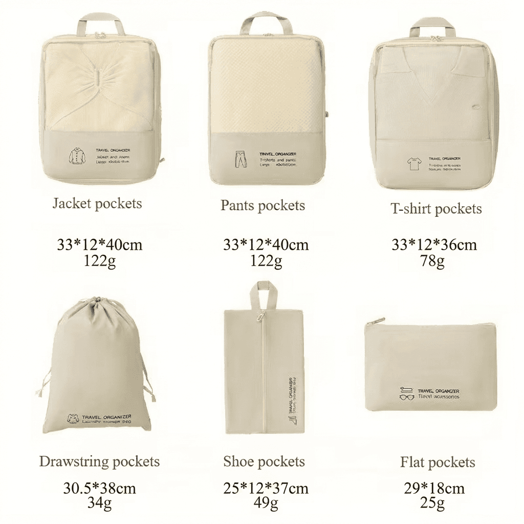 Kit de 6 Organisateurs de Voyage pour Valise - مجموعة منظمات حقائب السفر الاحترافية (6 قطع) - Camping et Randonnée - صورة 3