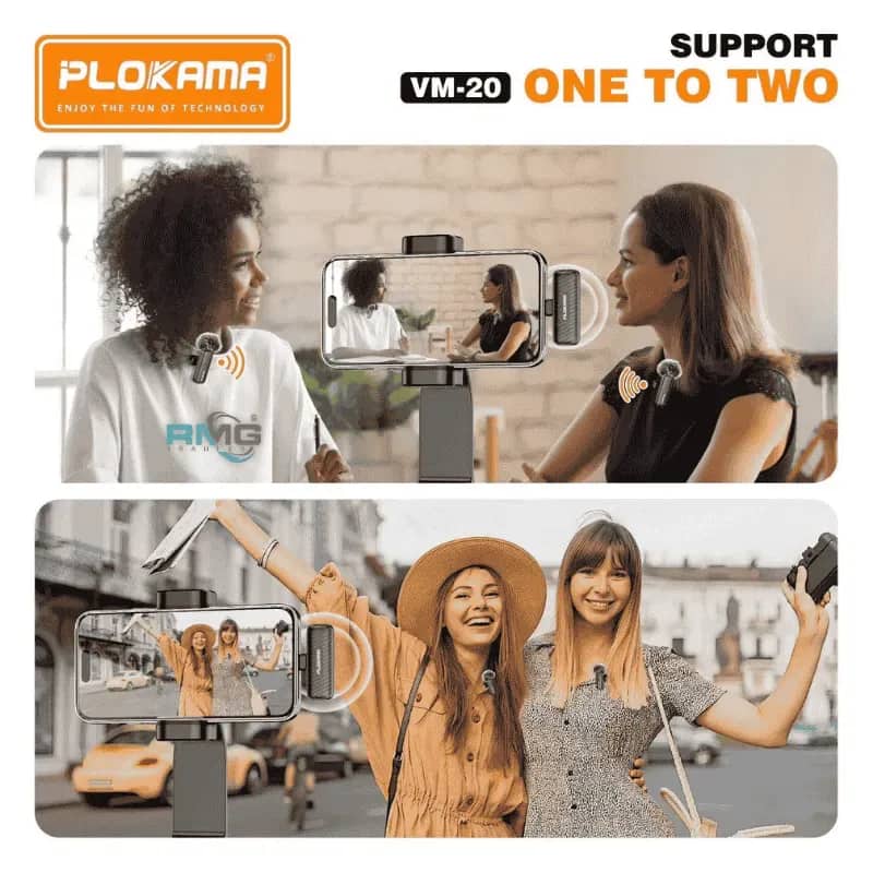 Microphone cravate sans fil Plokama VM-20 2,4 GHz - ارتقِ بصوتك إلى المستوى الاحترافي مع ميكروفون اللاسلكي المزدوج - Électronique - صورة 5