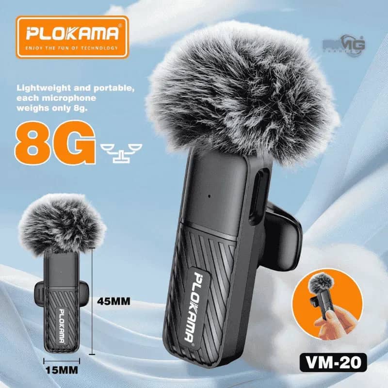 Microphone cravate sans fil Plokama VM-20 2,4 GHz - ارتقِ بصوتك إلى المستوى الاحترافي مع ميكروفون اللاسلكي المزدوج - Électronique - صورة 6