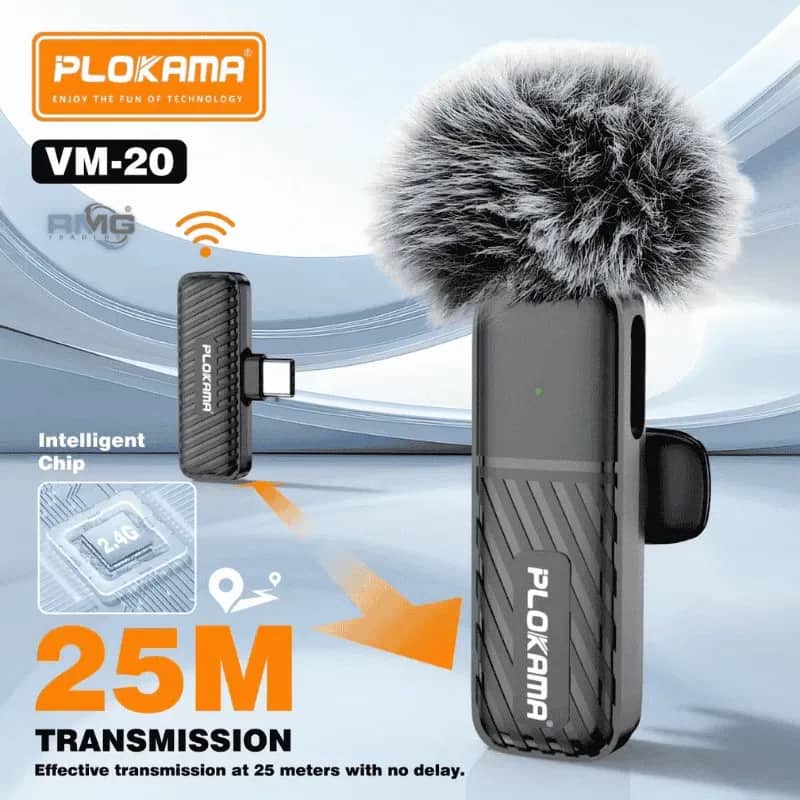 Microphone cravate sans fil Plokama VM-20 2,4 GHz - ارتقِ بصوتك إلى المستوى الاحترافي مع ميكروفون اللاسلكي المزدوج - Électronique - صورة 7