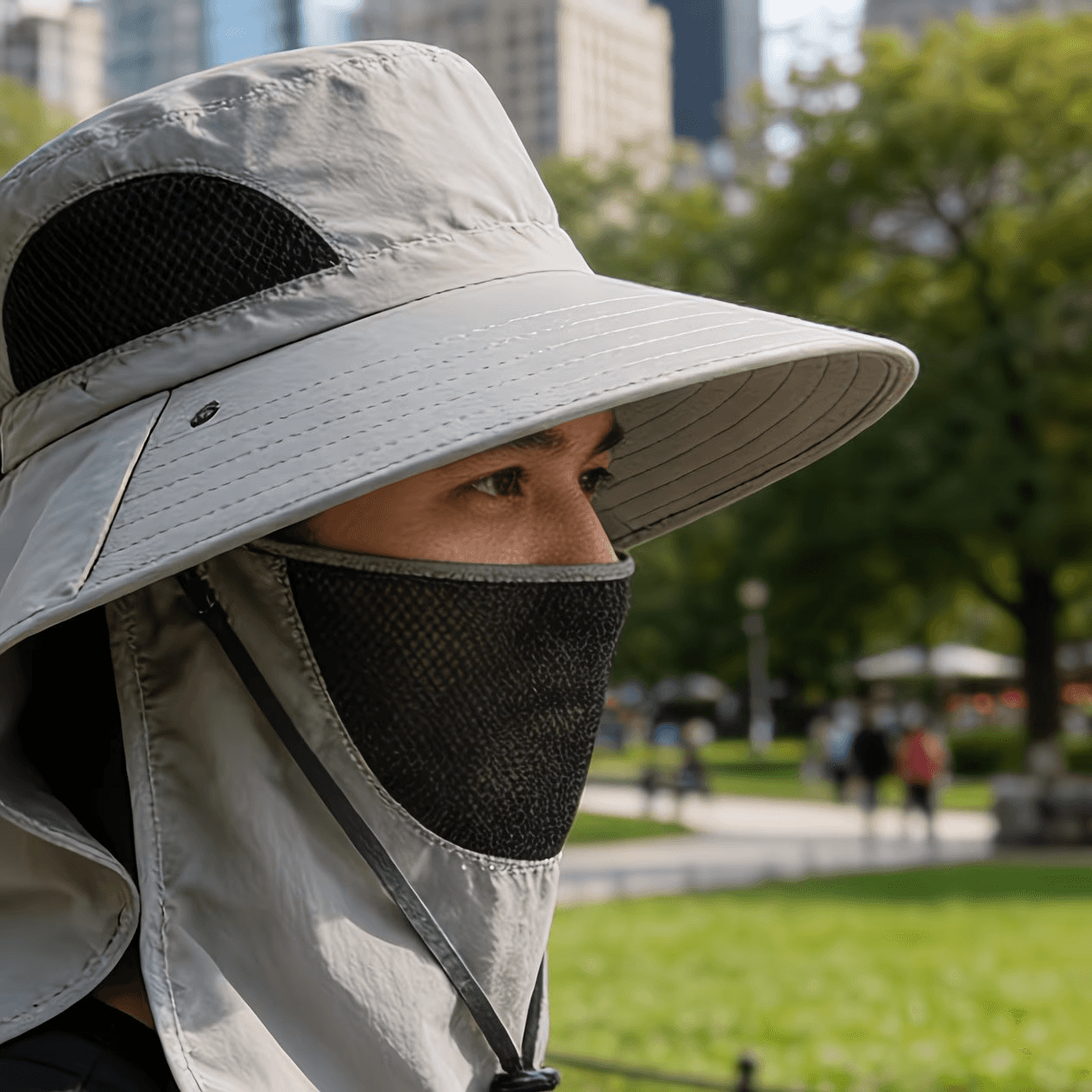 Chapeau de protection solaire printemps-été avec couvrant le visage - قبعة للحماية من الشمس بتصميم شال تغطي الوجه - Camping et Randonnée - صورة 2