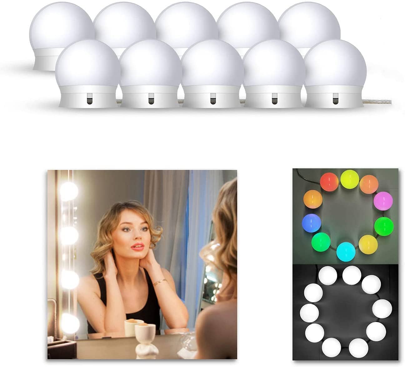 Chende Lampe Miroir RGB 10 psc mural Hollywood style - Soins et Beauté - صورة 5