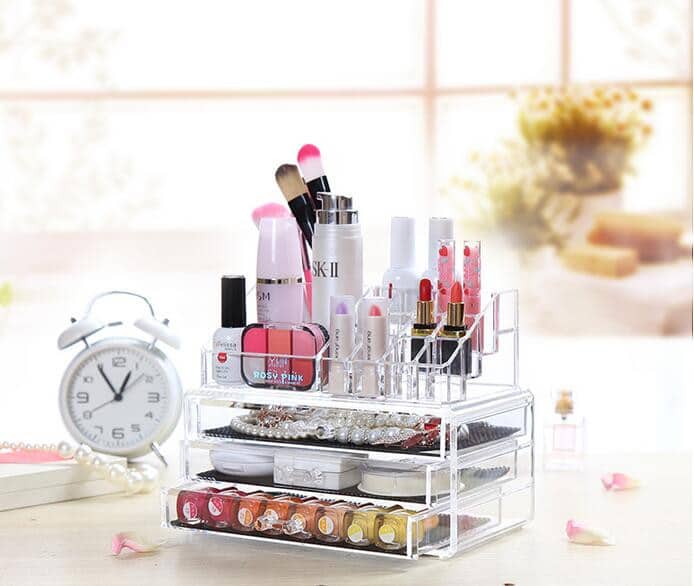 Boîte de rangement de maquillage acrylique avec 3 tiroirs - Soins et Beauté - صورة 3