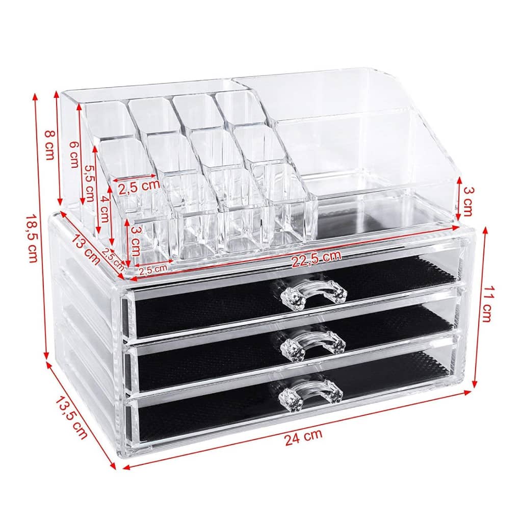 Boîte de rangement de maquillage acrylique avec 3 tiroirs - Soins et Beauté - صورة 6