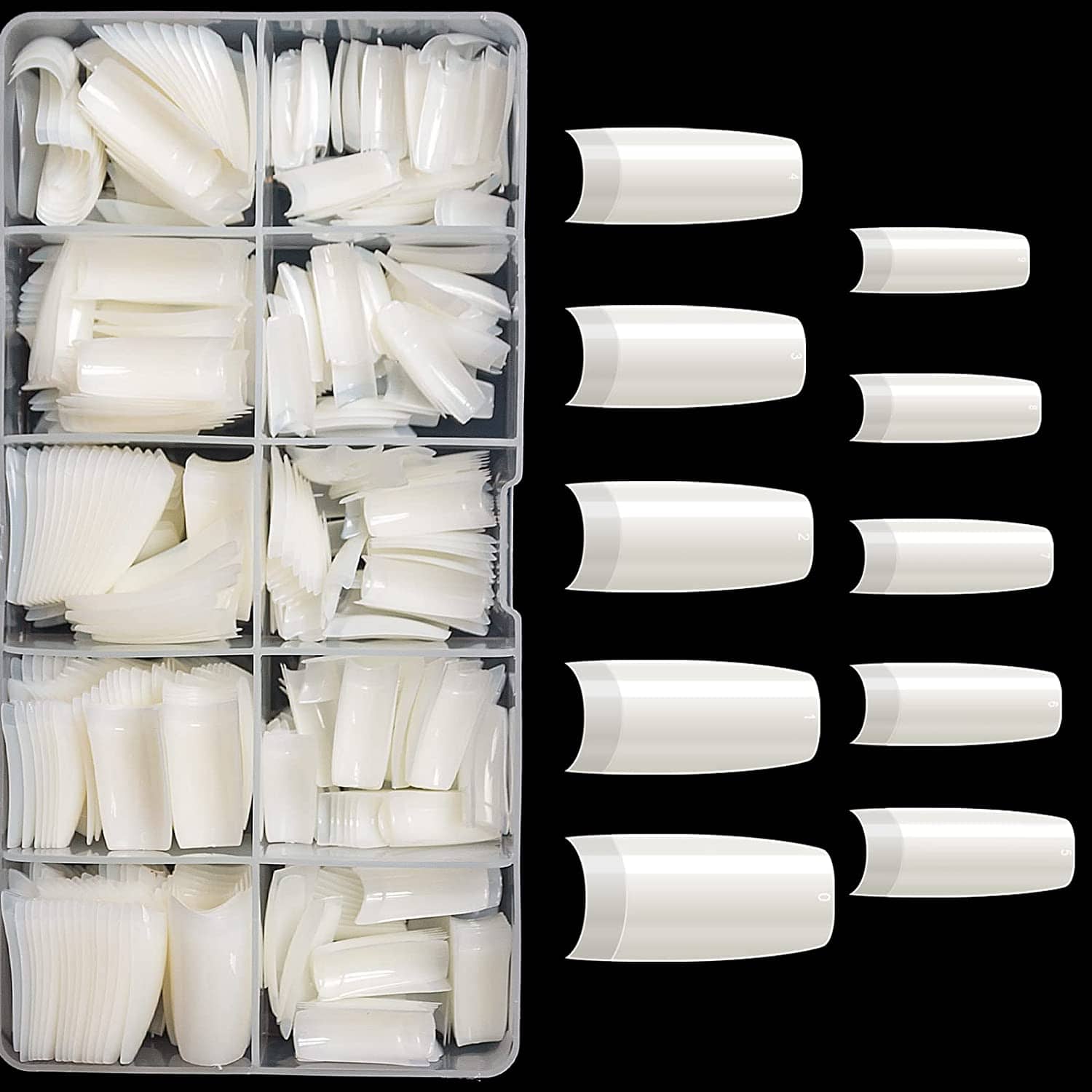 Boite 500 Pcs Pose Capsules 10 Sizes ongles transparent - Soins et Beauté - صورة 5