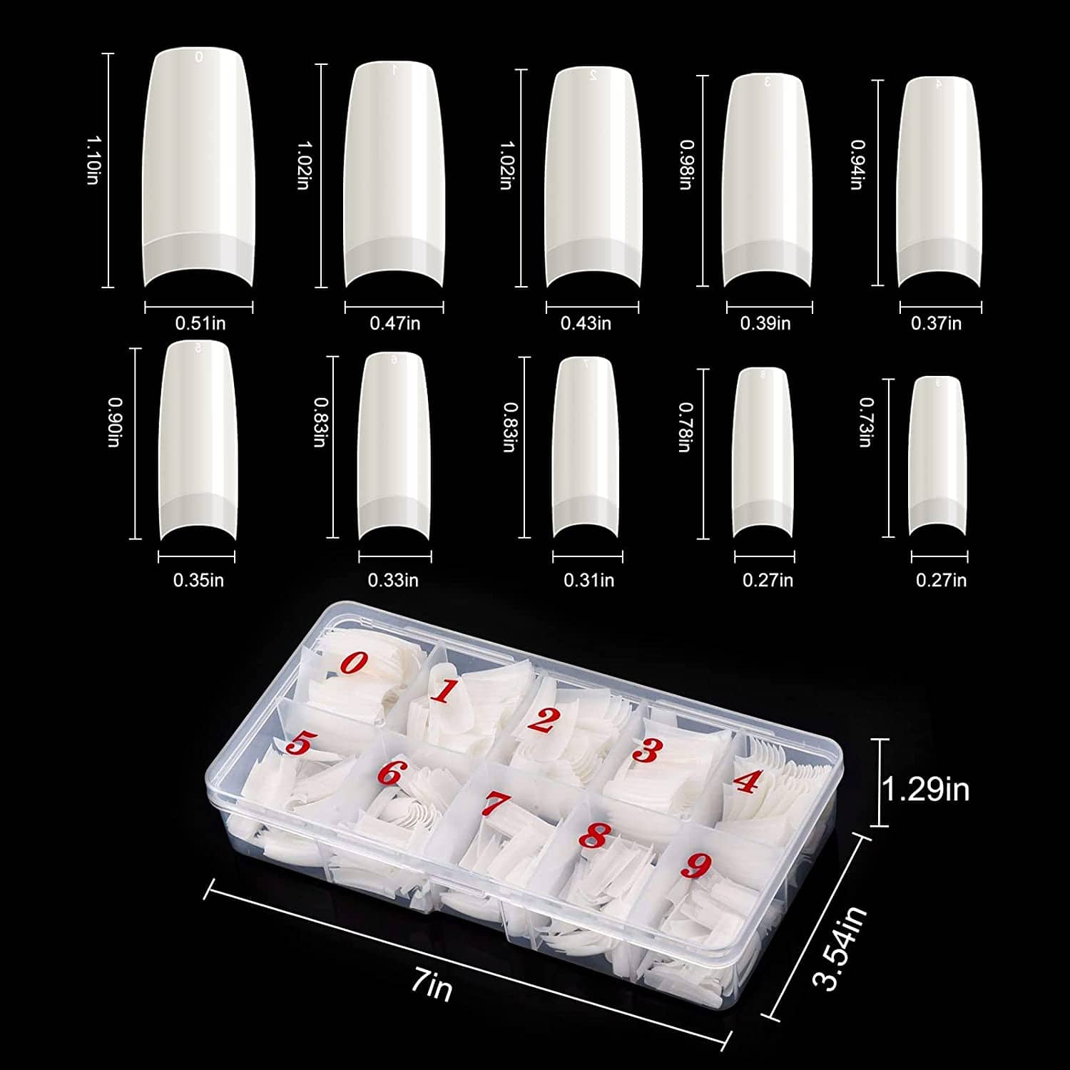 Boite 500 Pcs Pose Capsules 10 Sizes ongles transparent - Soins et Beauté - صورة 8