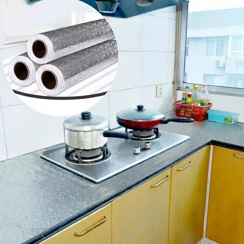 Autocollant d'aluminium auto-adhésif 5M Anti-l'huile pour cuisine - Cuisine - صورة 3
