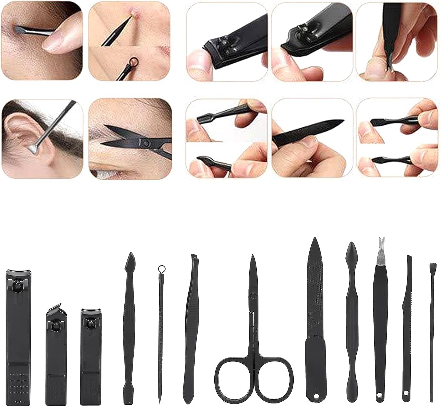Ensembles 12 pcs de coupe-ongles professionnels en acier inoxydable - Soins et Beauté - صورة 6