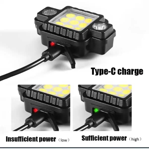 Lampe frontale Portable COB+XPG multifonctionnelle magnétique USB TYPE-C - Camping et Randonnée - صورة 4