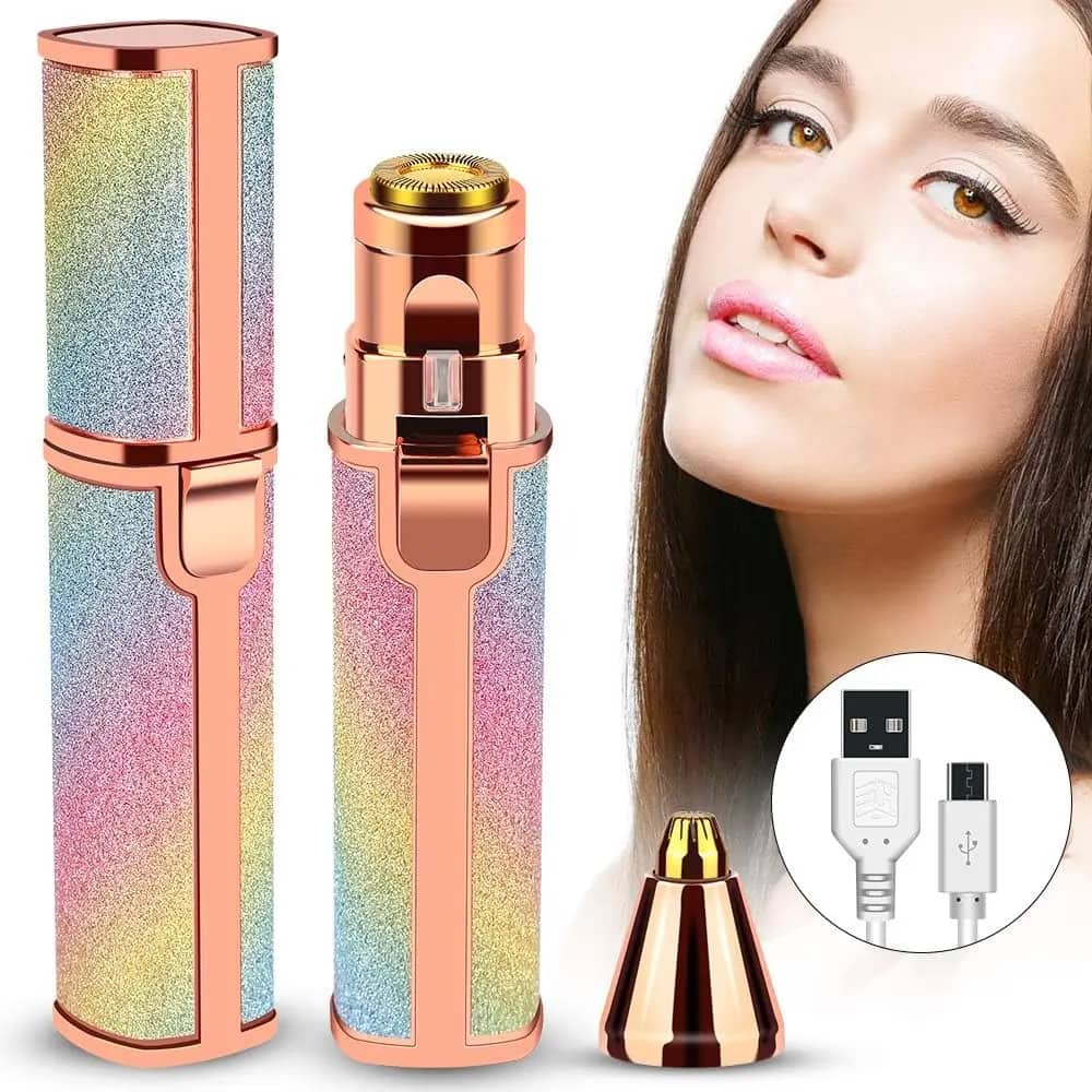 Rasoir électrique 2 en 1 pour femmes Rechargeable épilateur Facial sans douleur - Soins et Beauté - صورة 2