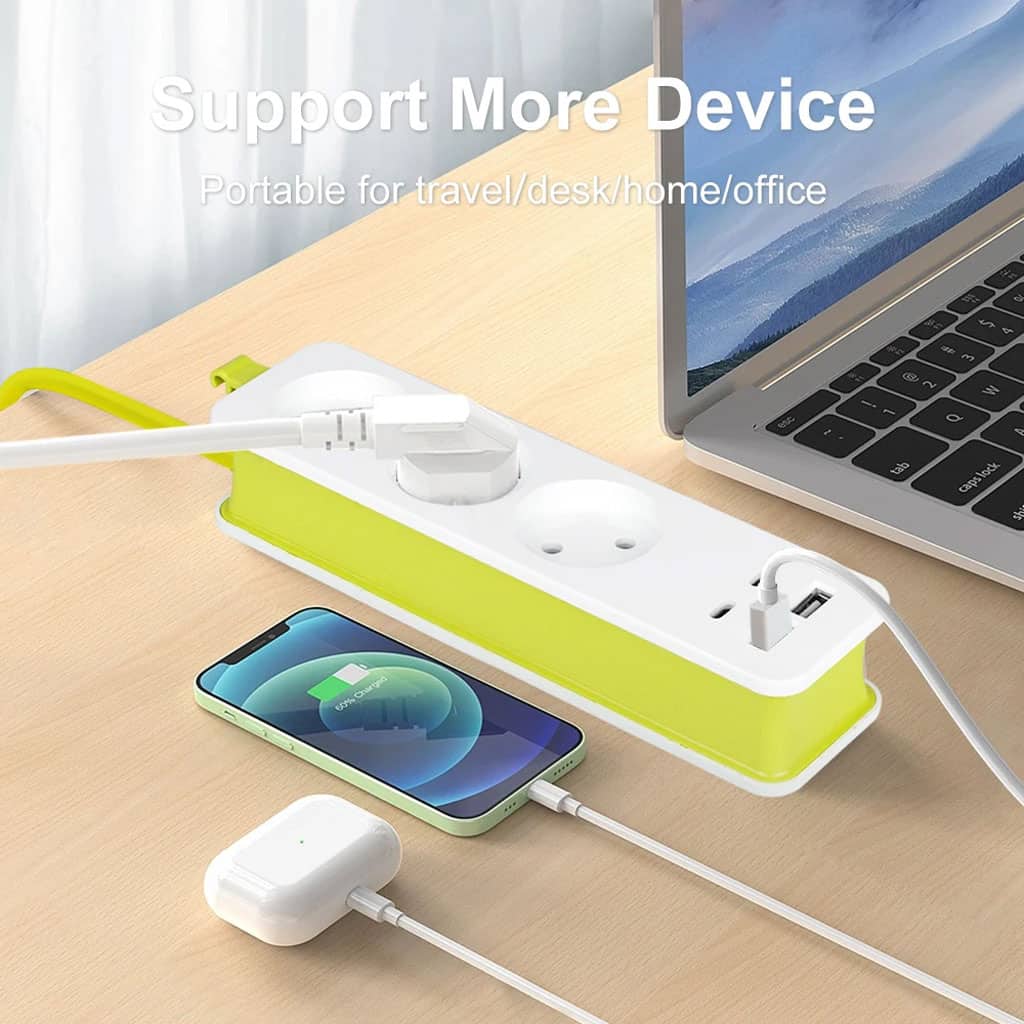 AVEL Multiprise 3 Sockets avec 4 ports USB Cordon 1,8 m Enroulable – مقبس طاقة مع منافذ شحن — معاينة 2