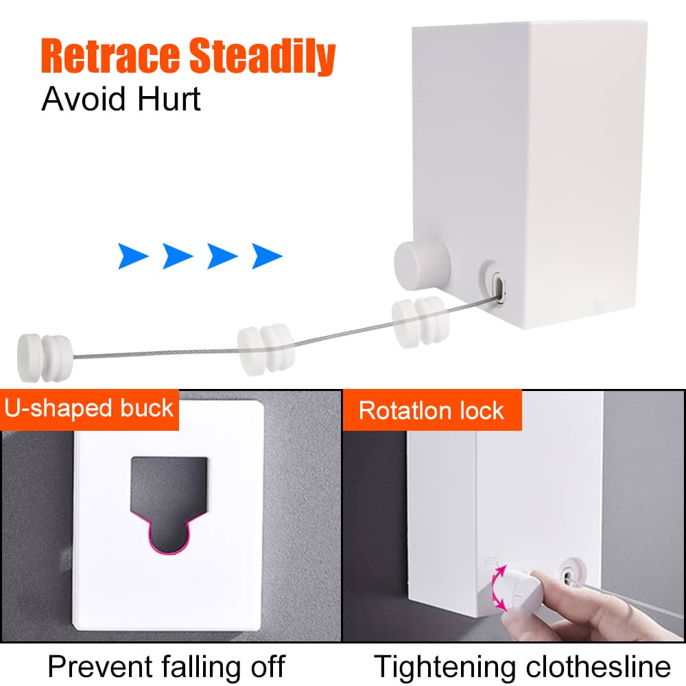 Corde à linge suspendue au mur Télescopique en Fil d'Acier Inoxydable — معاينة 3