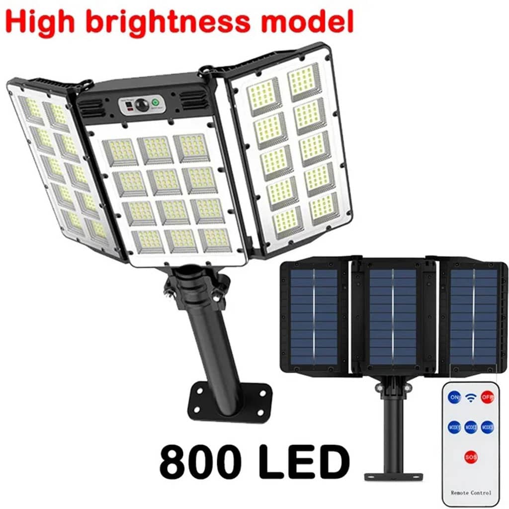 Lampes Solaires Extérieure Super lumineuse avec 3 Panneaux 800LED et Télécommande – مصباح خارجي بالطاقة الشمسية مع يد تحكم — معاينة 4